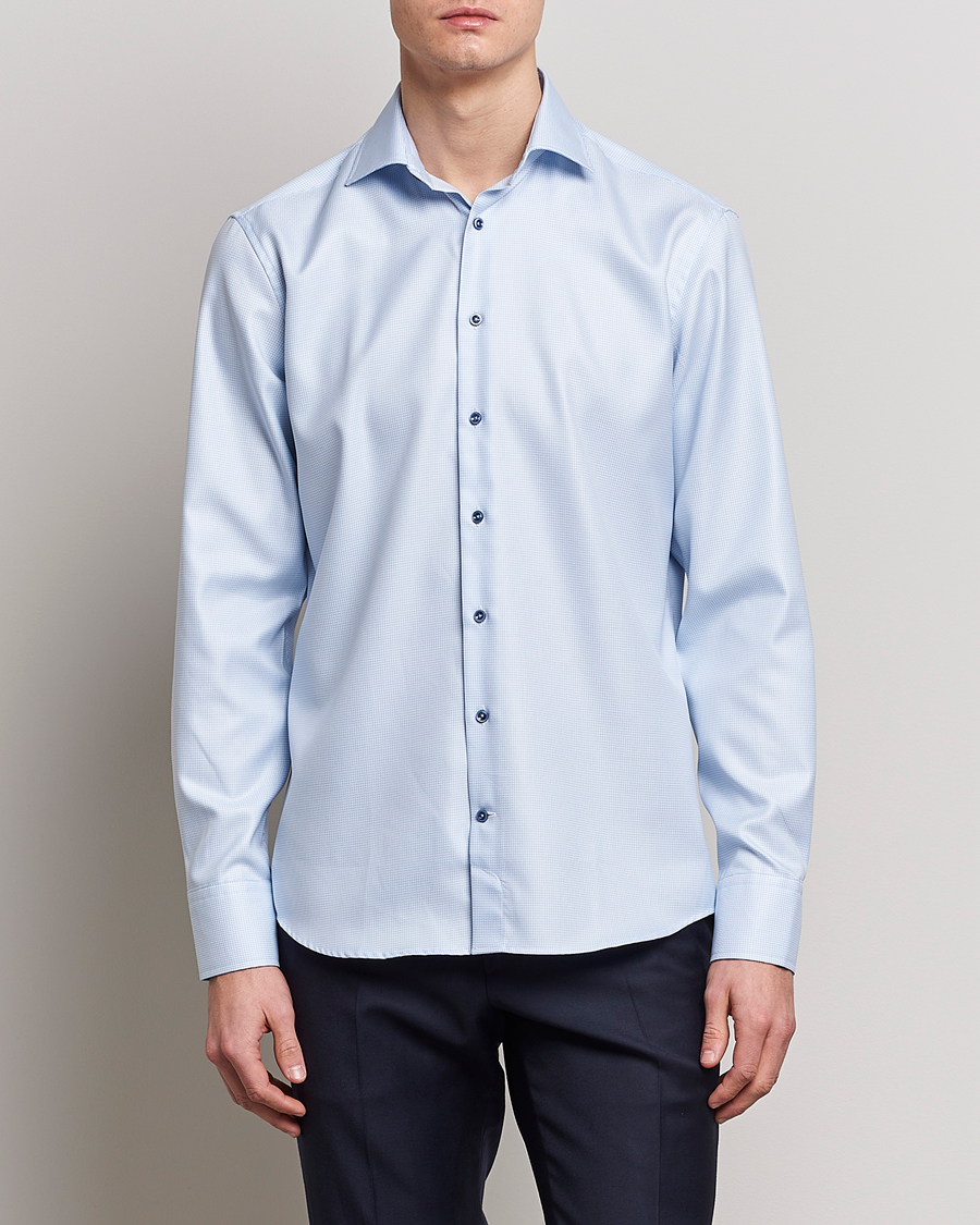 Men | Shirts | Stenströms | Fitted Body Contrast Shirt Light Blue