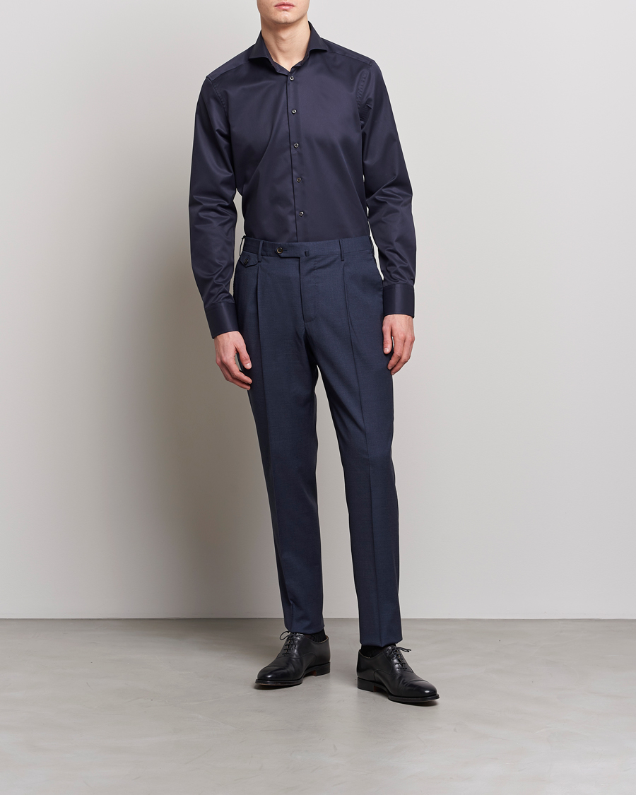 Men | Shirts | Stenströms | Slimline Extreme Cut Away Shirt Navy