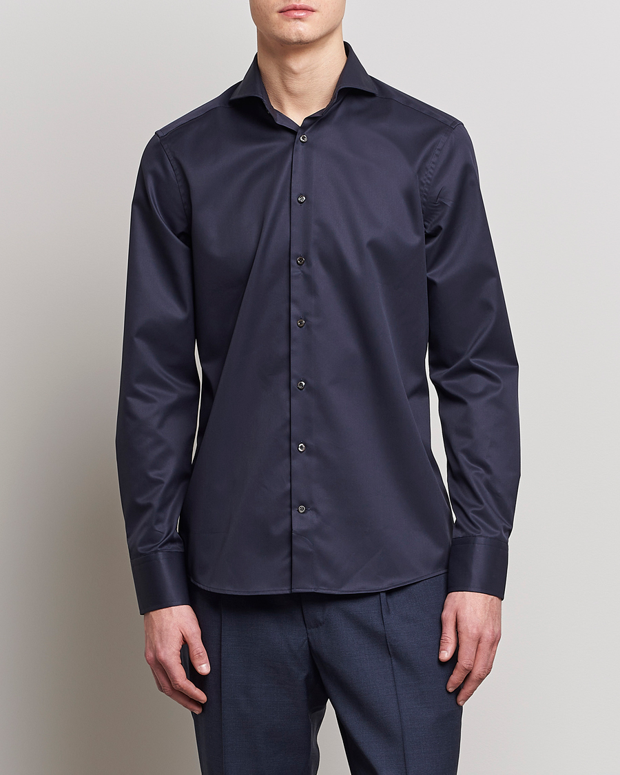 Men | Shirts | Stenströms | Slimline Extreme Cut Away Shirt Navy