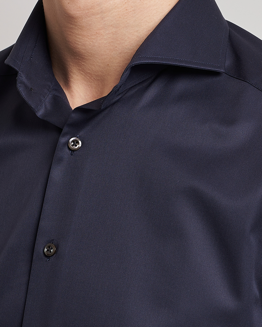 Men | Shirts | Stenströms | Slimline Extreme Cut Away Shirt Navy