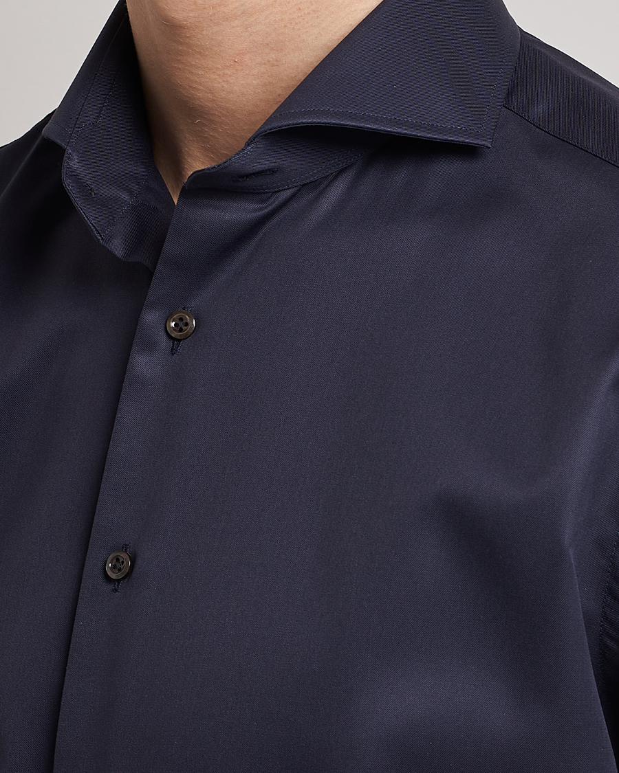 Men | Shirts | Stenströms | Fitted Body Extreme Cut Away Shirt Navy
