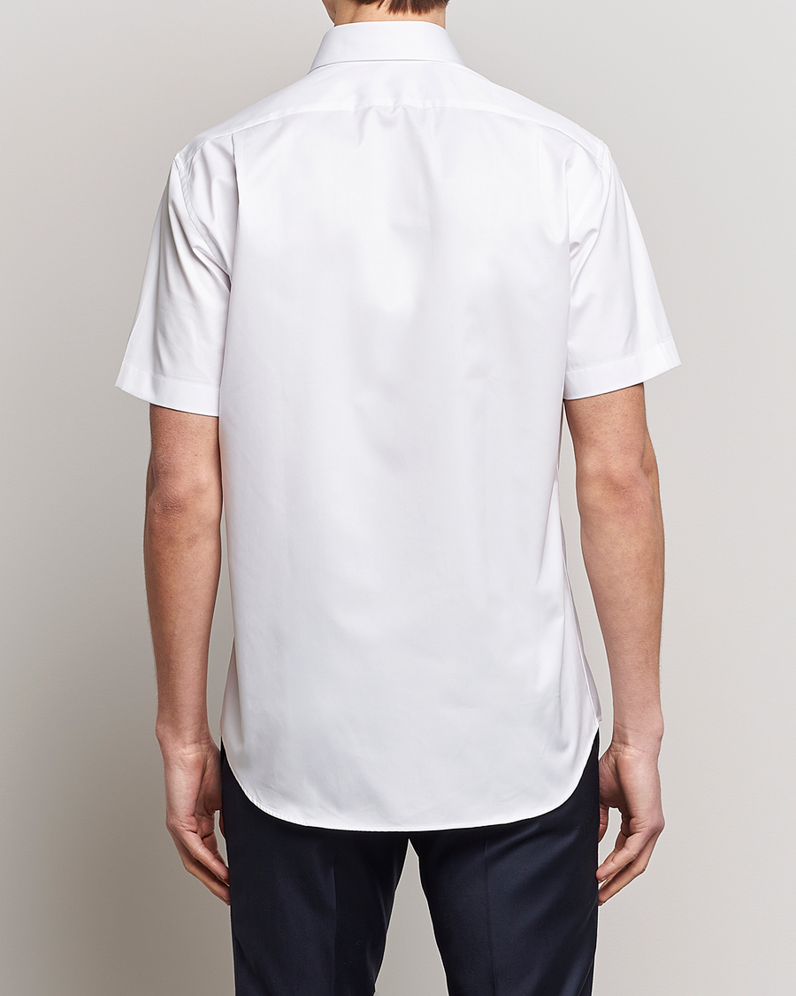 Men | Shirts | Stenströms | Fitted Body Short Sleeve Twill Shirt White