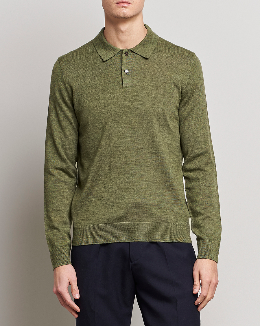 Men | Sweaters & Knitwear | Morris | Merino Knitted Polo Olive