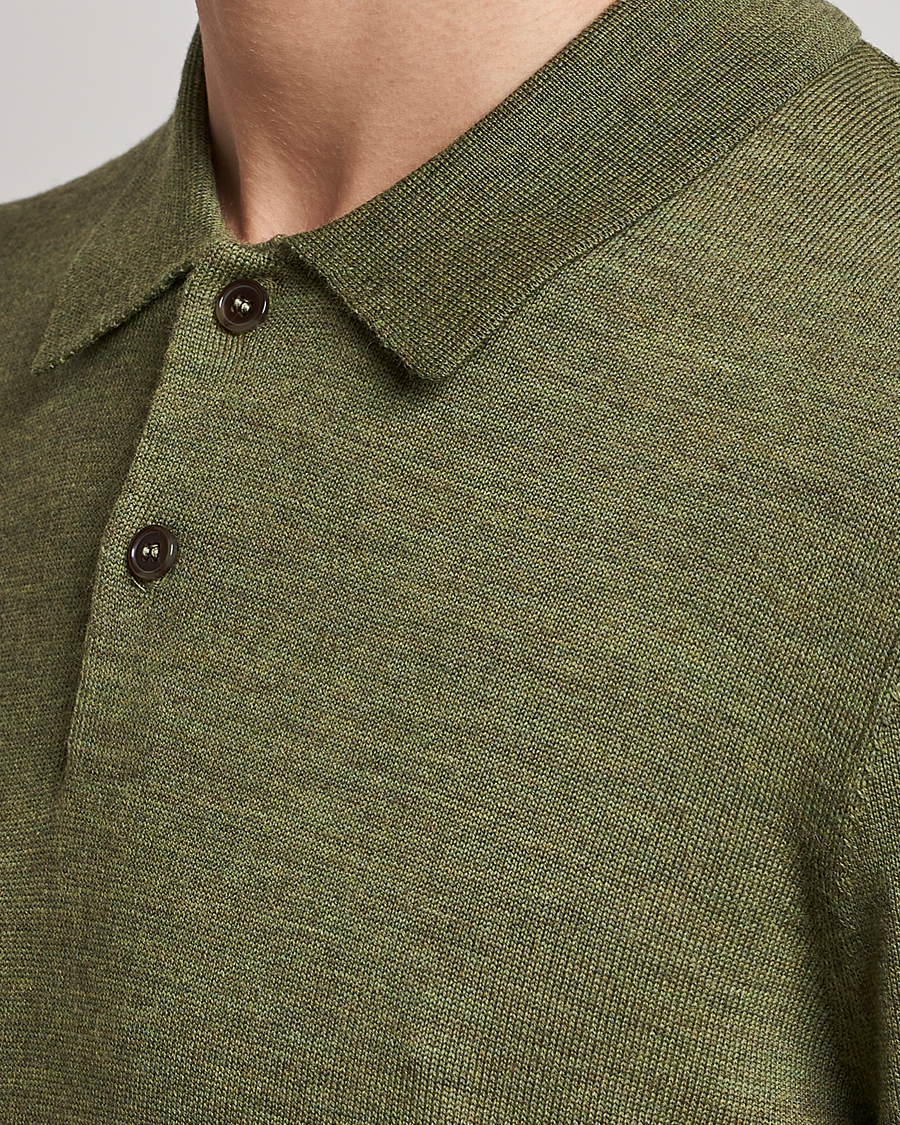 Men | Sweaters & Knitwear | Morris | Merino Knitted Polo Olive