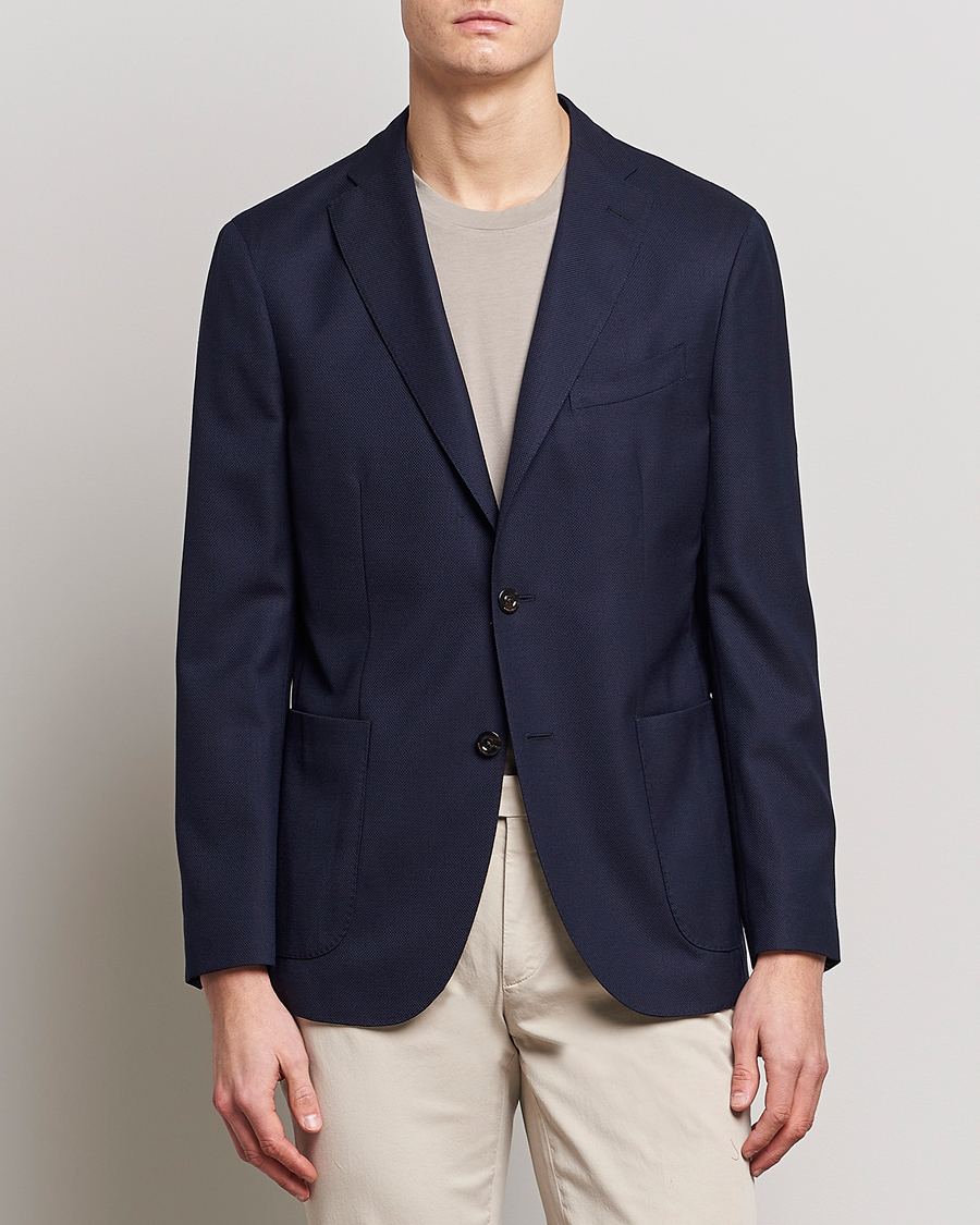 Men | Blazers | Boglioli | K Jacket Wool Hopsack Classic Blazer Navy