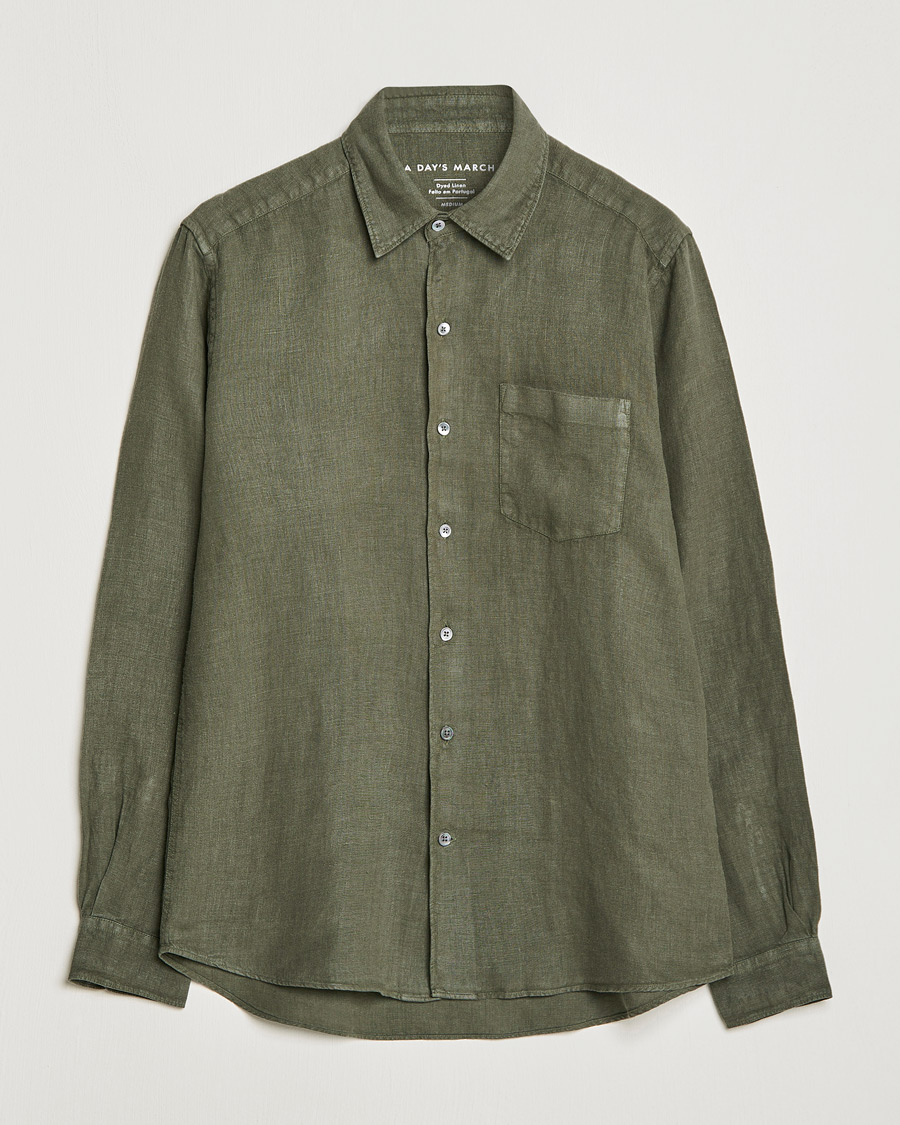 Men | Shirts | A Day's March | Abu Linen Shirt Seaweed