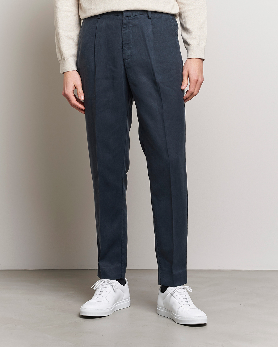 Men | Trousers | A Day's March | Smart Trouser Tencel Navy