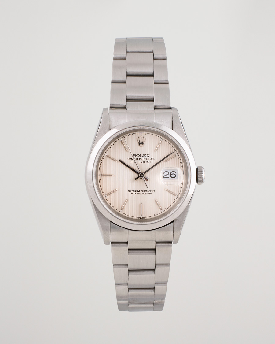 Men | Rolex Pre-Owned Datejust 16200 Oyster Perpetual Steel White | Rolex Pre-Owned | Datejust 16200 Oyster Perpetual Steel White