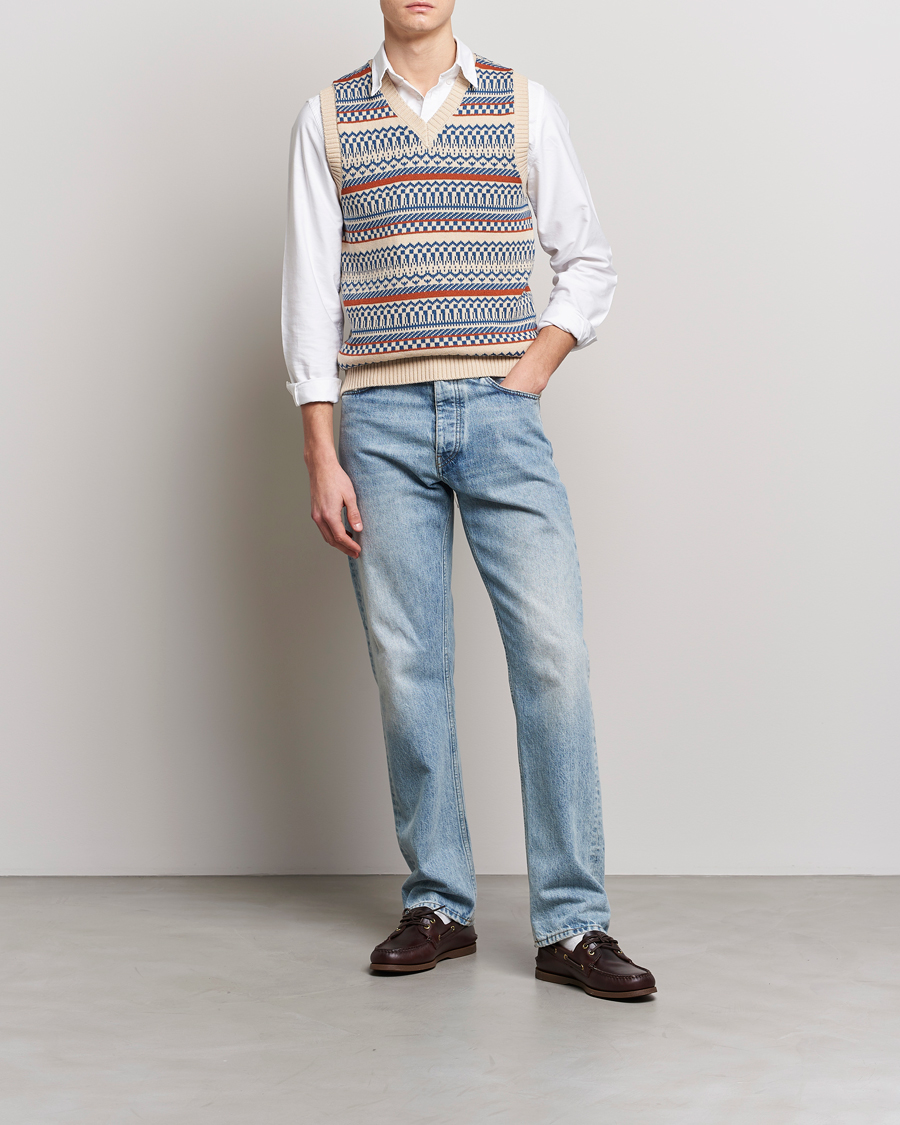 Men | Sweaters & Knitwear | BEAMS PLUS | Knit Fairisle Vest Natural