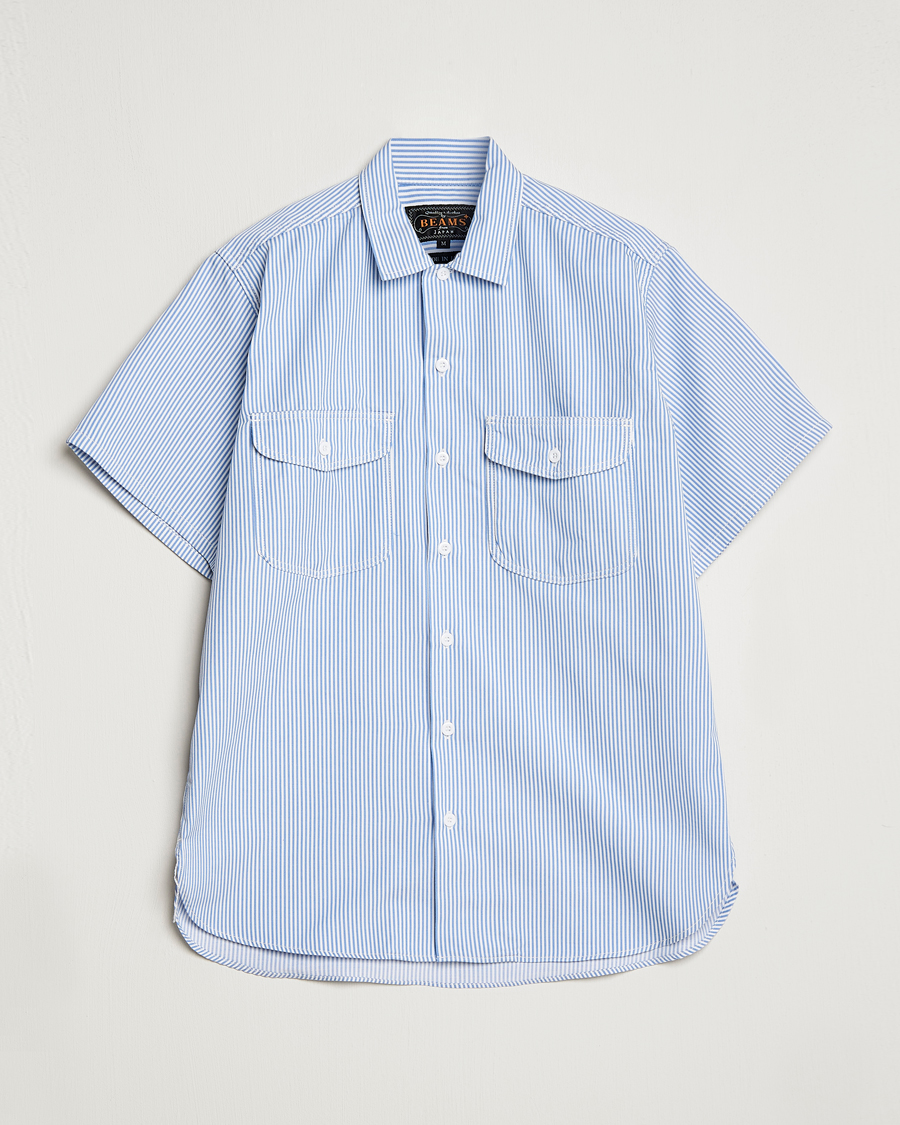 Men | Shirts | BEAMS PLUS | Short Sleeve Work Shirt Light Blue