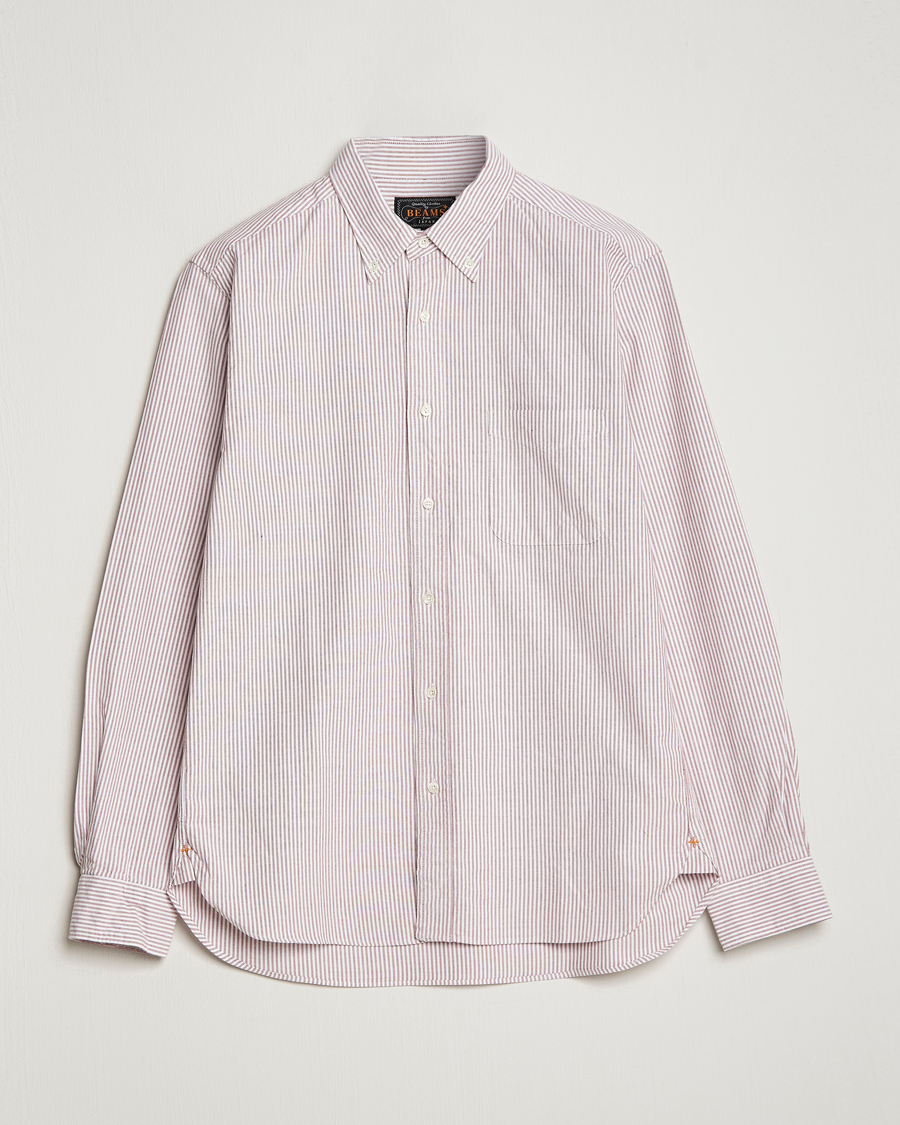 Men | Shirts | BEAMS PLUS | Oxford Button Down Shirt Wine Stripe