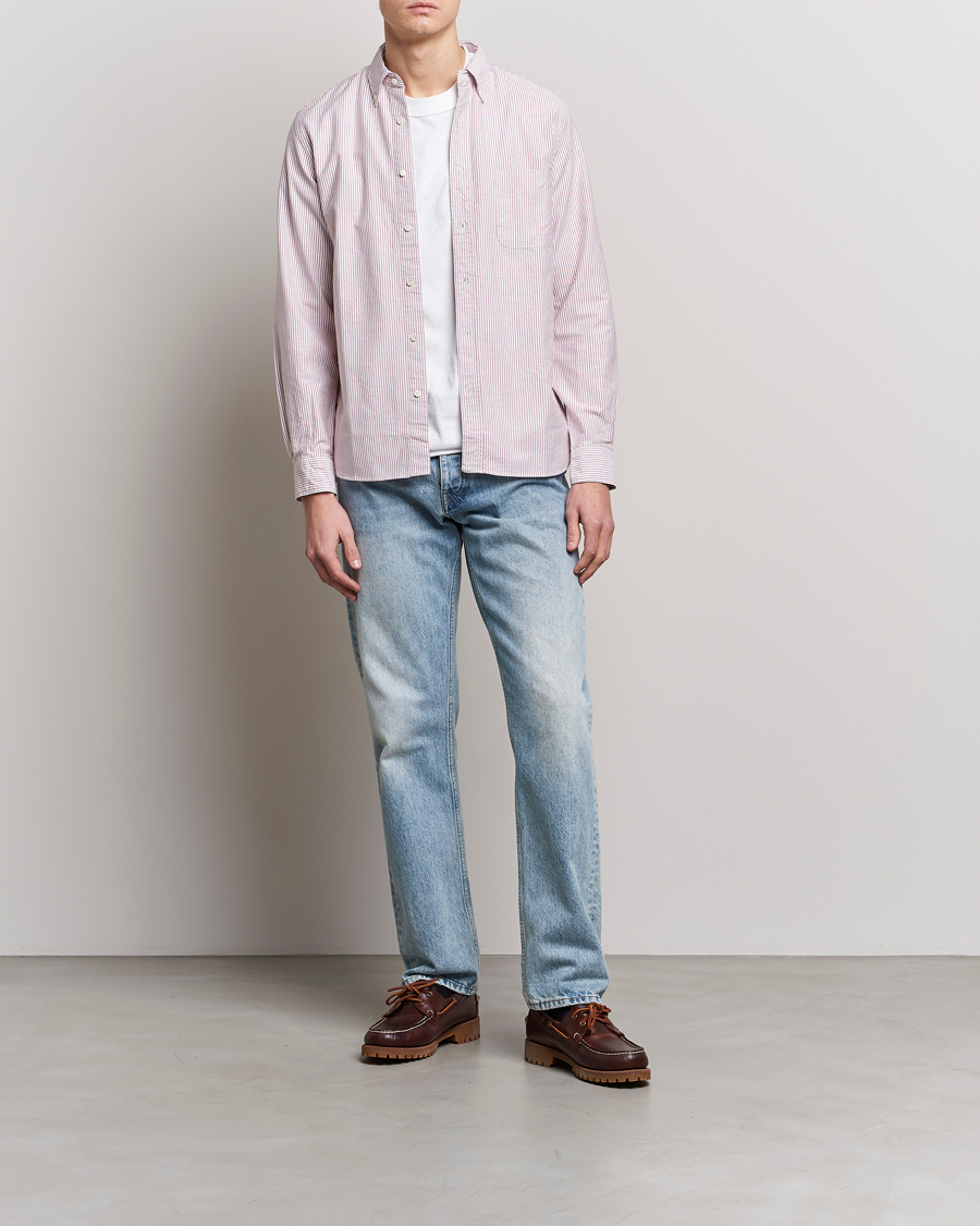 Men | Shirts | BEAMS PLUS | Oxford Button Down Shirt Wine Stripe