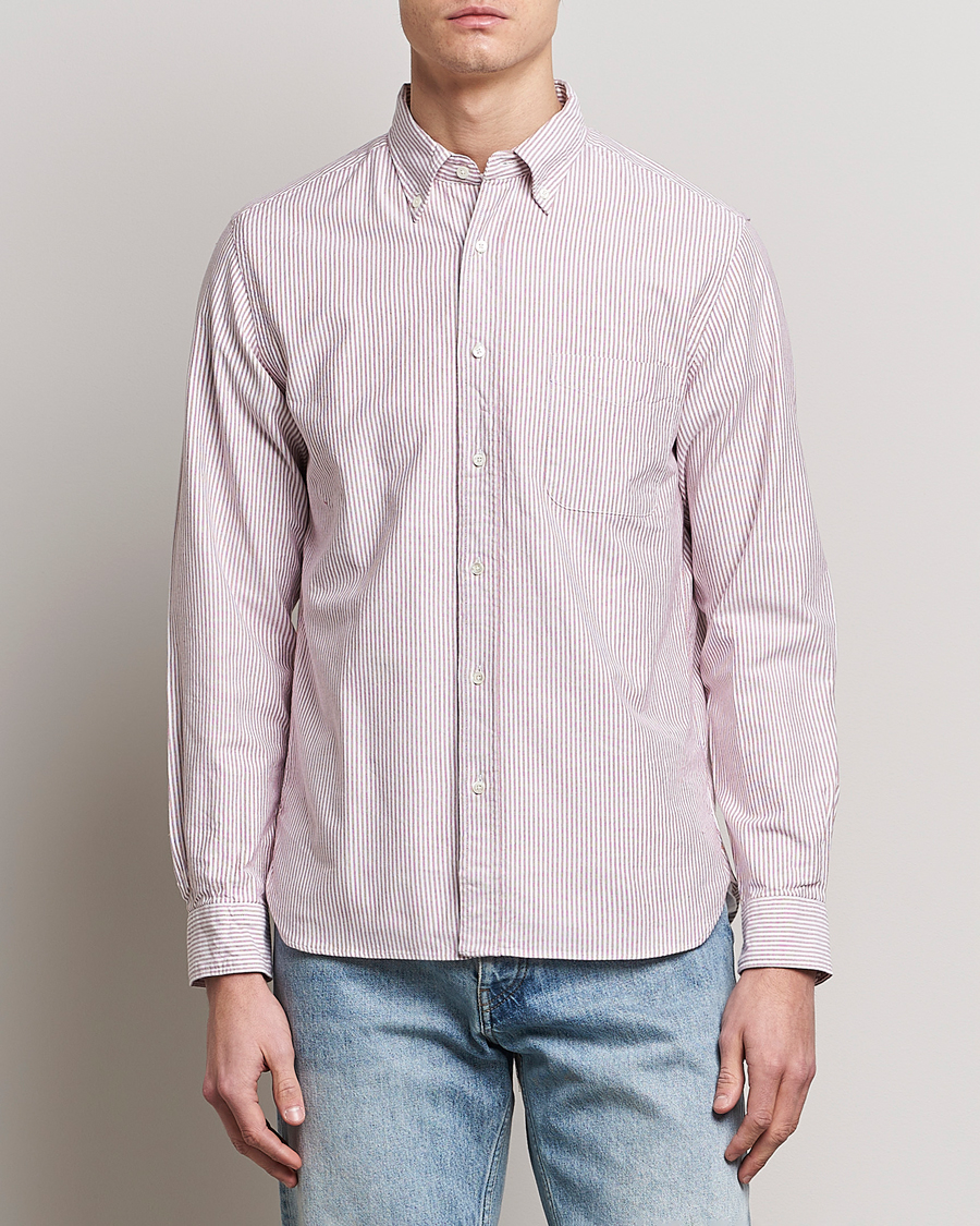 Men | Shirts | BEAMS PLUS | Oxford Button Down Shirt Wine Stripe