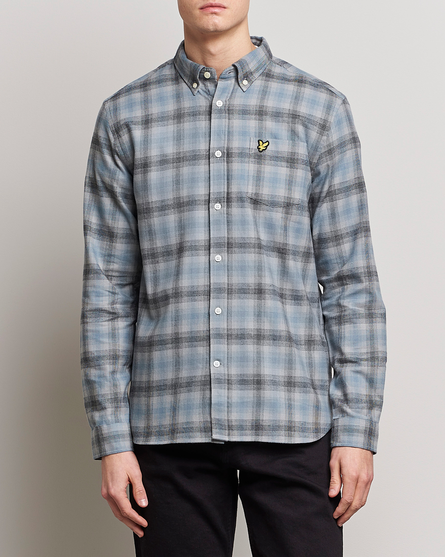 Men | Shirts | Lyle & Scott | Button Down Flannel Shirt Cold Grey