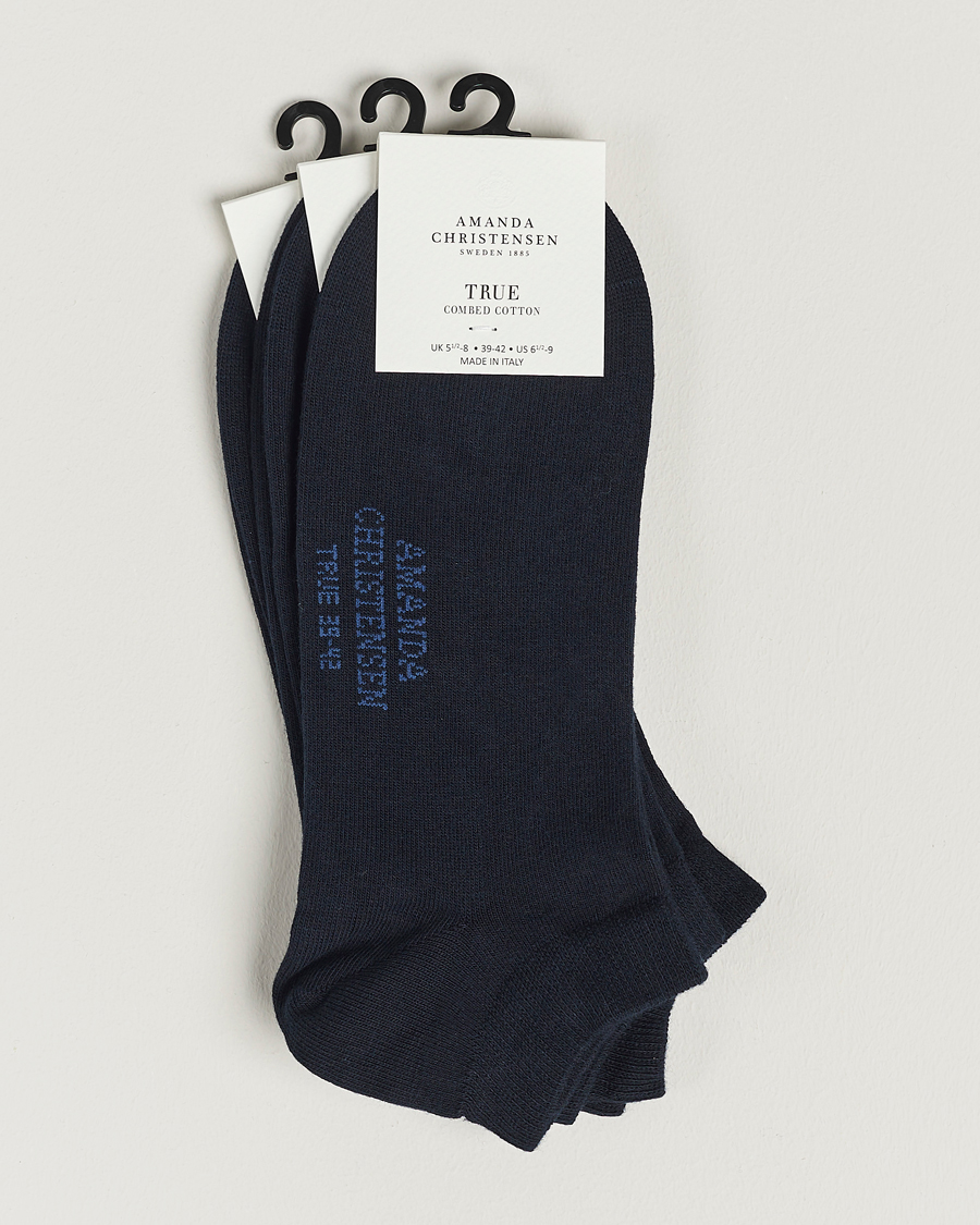 Men | Underwear & Socks | Amanda Christensen | 3-Pack True Cotton Sneaker Socks Dark Navy