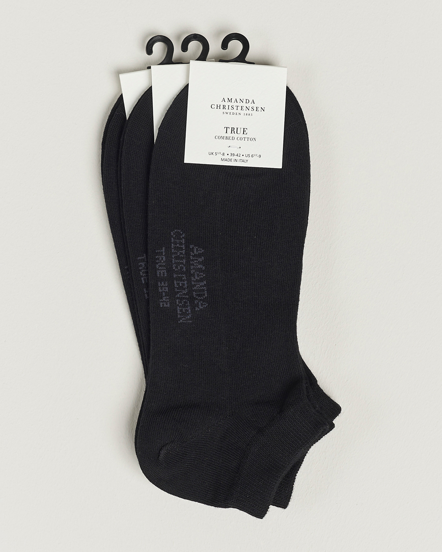 Men | Underwear & Socks | Amanda Christensen | 3-Pack True Cotton Sneaker Socks Black