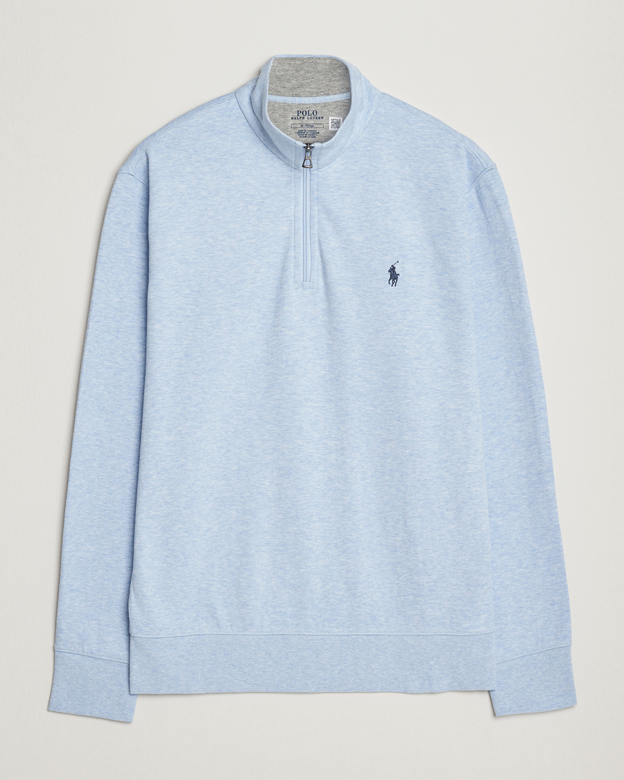 Men | Sweaters & Knitwear | Polo Ralph Lauren | Tech Double Knit Half Zip Office Blue Heather