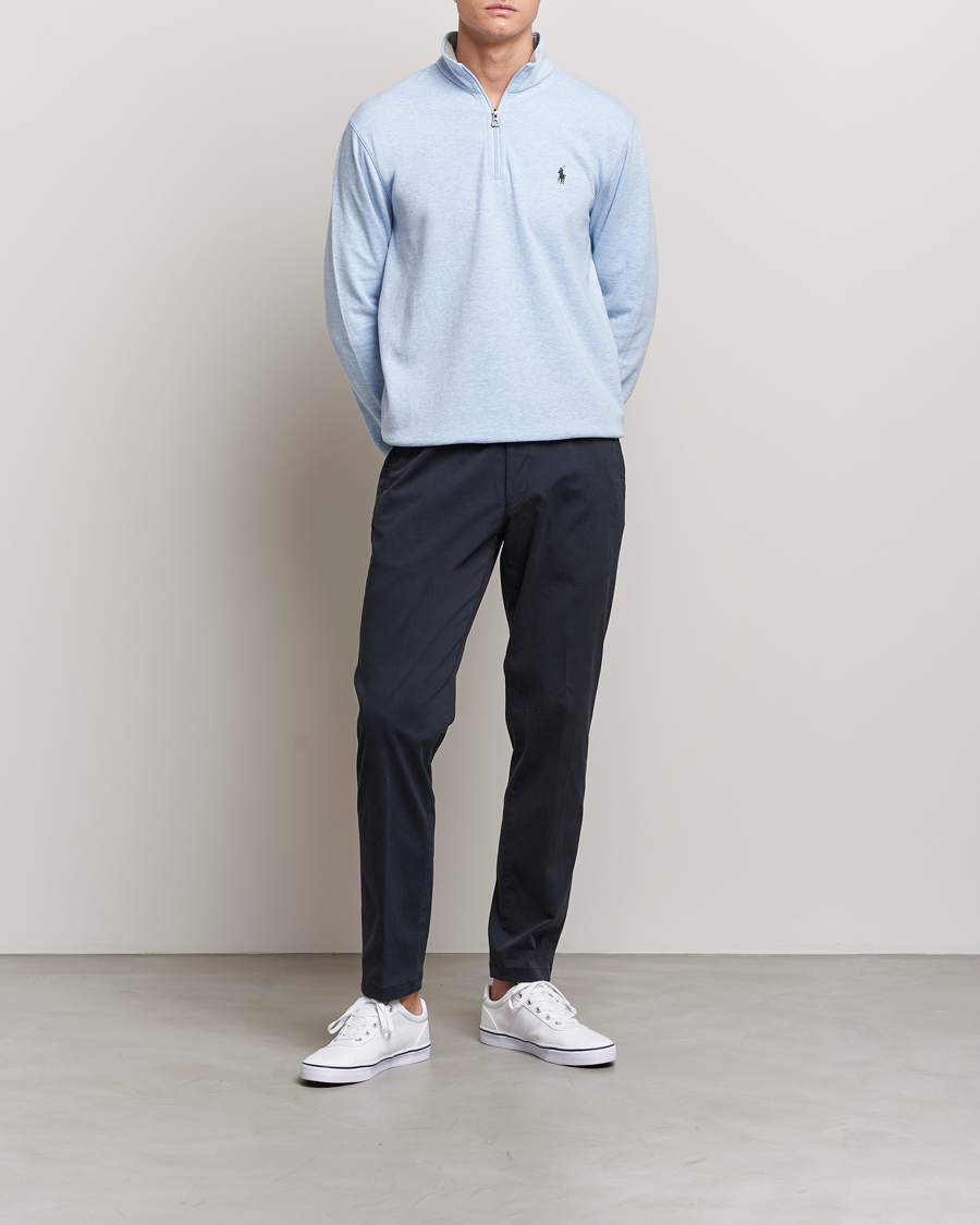 Men | Sweaters & Knitwear | Polo Ralph Lauren | Tech Double Knit Half Zip Office Blue Heather
