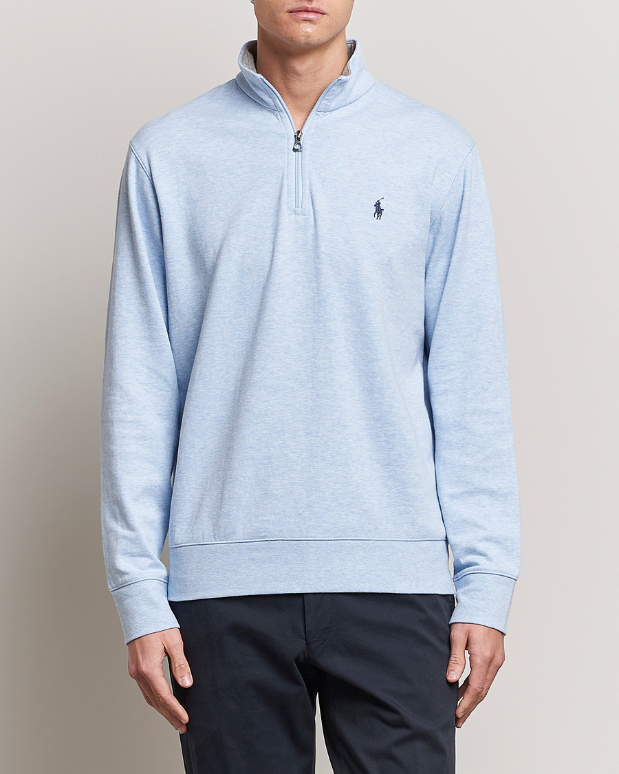 Men | Sweaters & Knitwear | Polo Ralph Lauren | Tech Double Knit Half Zip Office Blue Heather