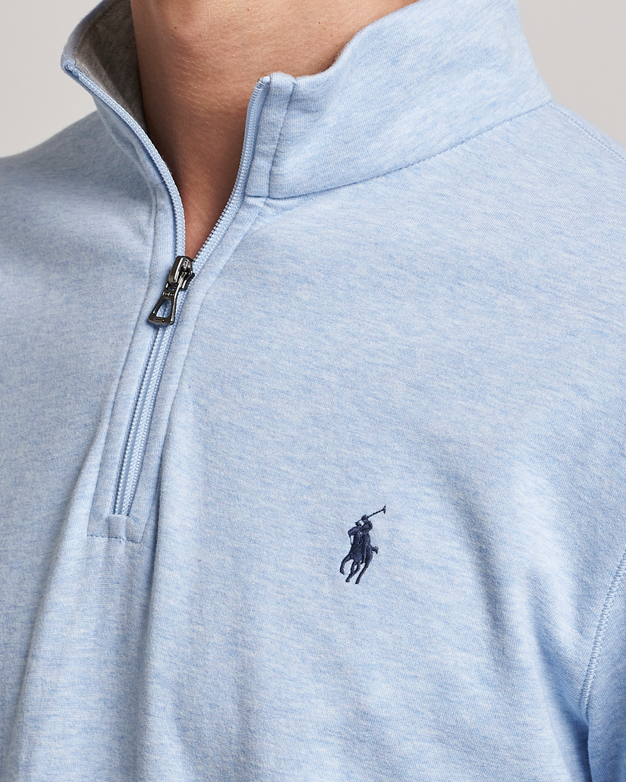 Men | Sweaters & Knitwear | Polo Ralph Lauren | Tech Double Knit Half Zip Office Blue Heather