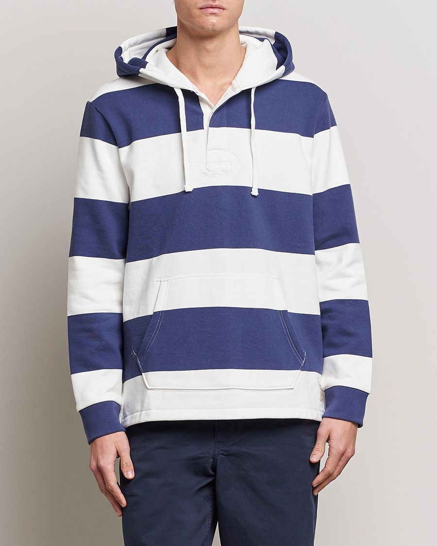 Polo Ralph Lauren Jersey Blockstriped Hoodie Boat Navy/White at