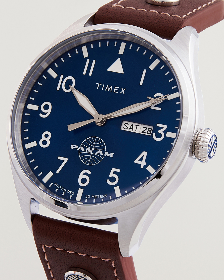 Men | Timex Pan Am Waterbury Chronograph 42mm Blue Dial | Timex | Pan Am Waterbury Chronograph 42mm Blue Dial