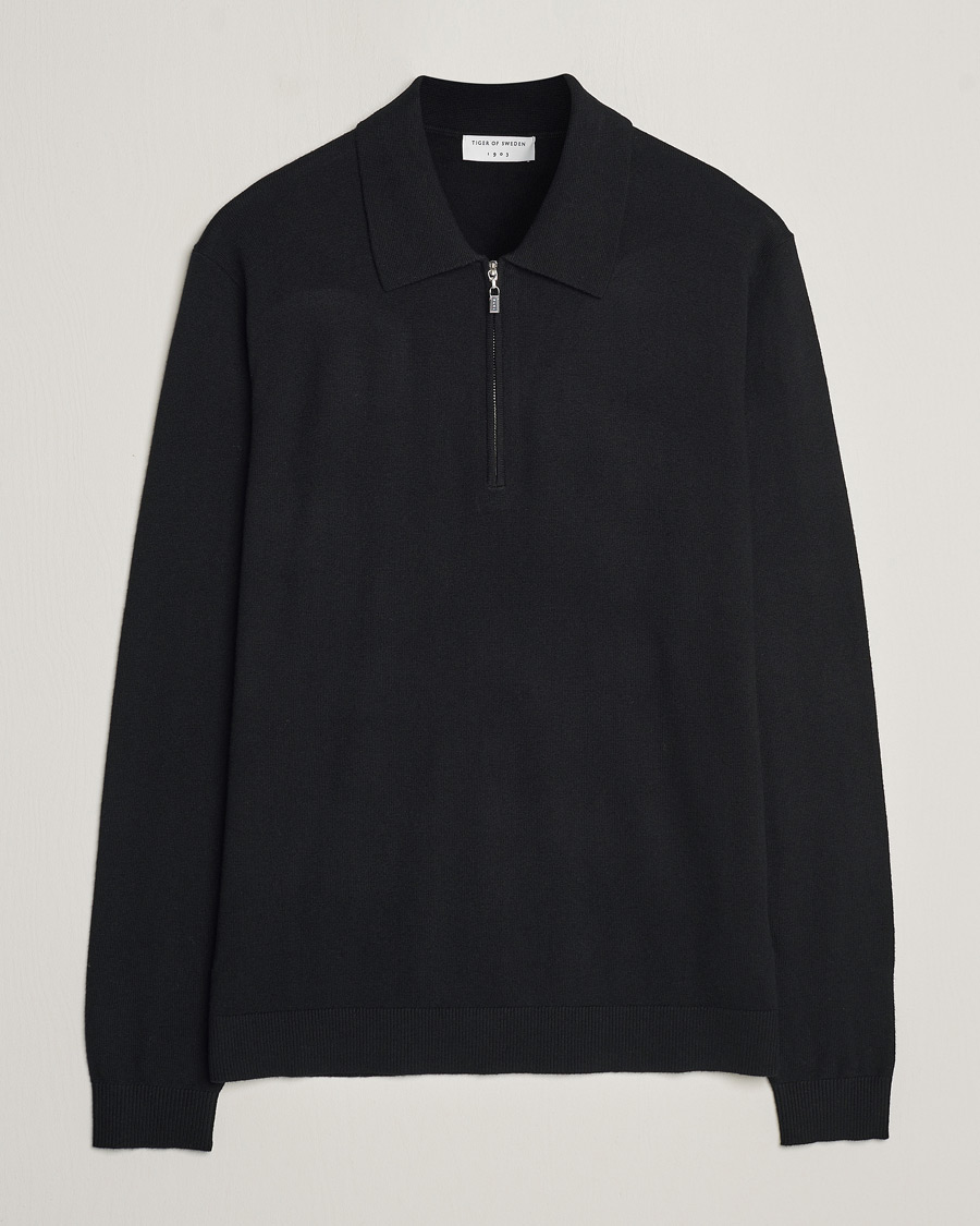 Men | Sweaters & Knitwear | Tiger of Sweden | Orbit Half Zip Merino Black