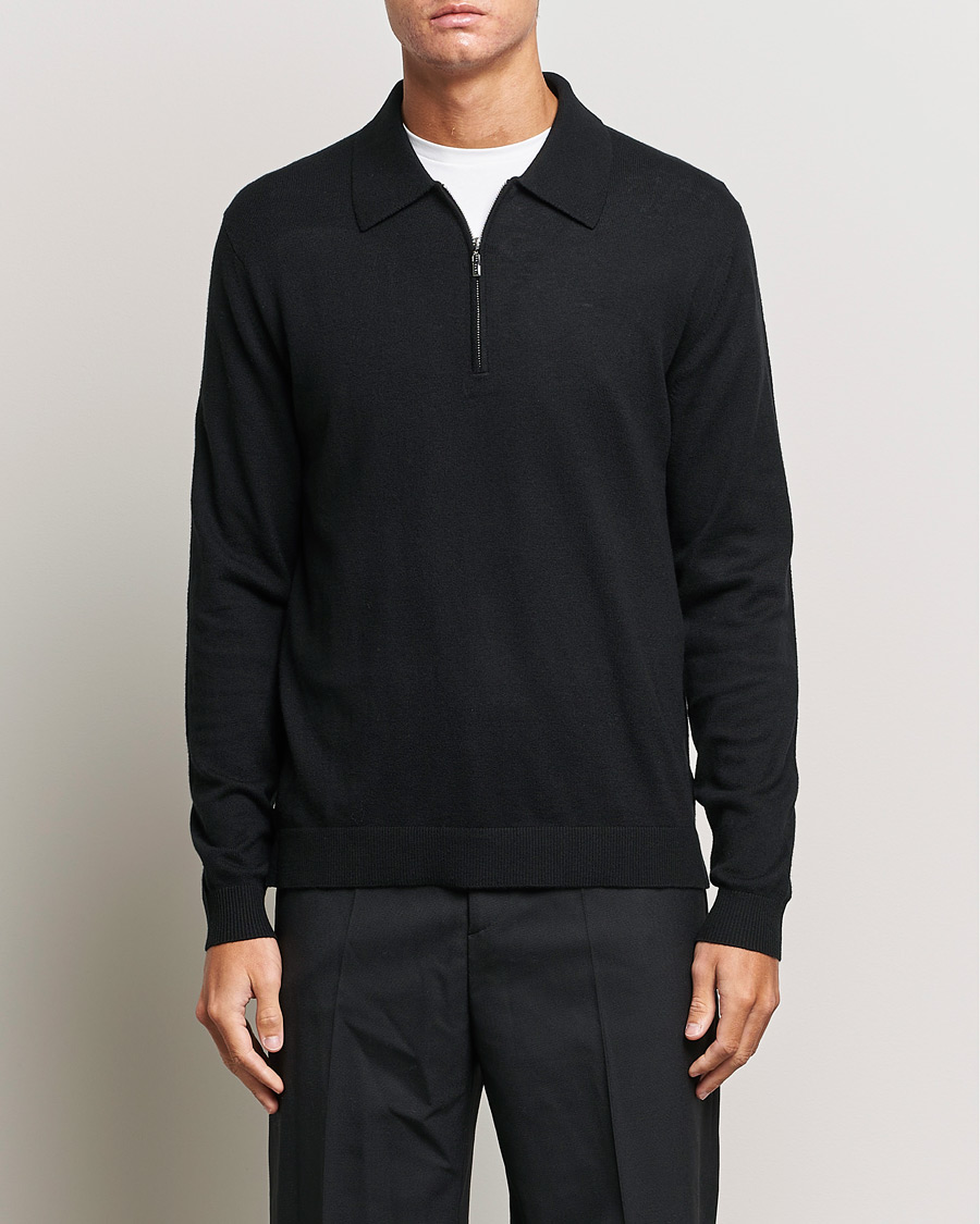 Men | Sweaters & Knitwear | Tiger of Sweden | Orbit Half Zip Merino Black