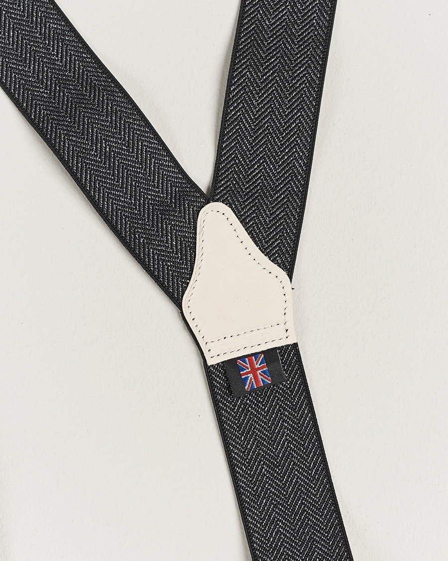 Men | Braces | Albert Thurston | Elastic Herringbone Braces 35mm Grey