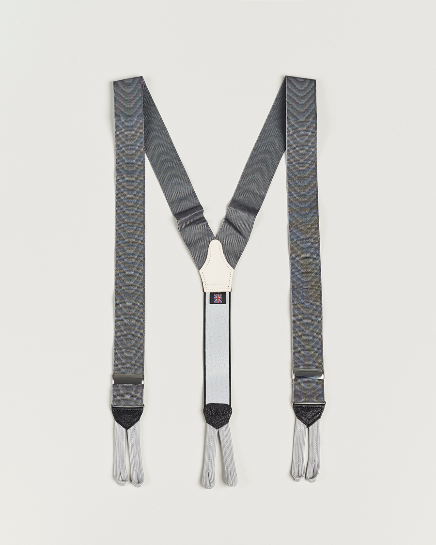 Men | Albert Thurston Moiré Braces 40mm Grey | Albert Thurston | Moiré Braces 40mm Grey