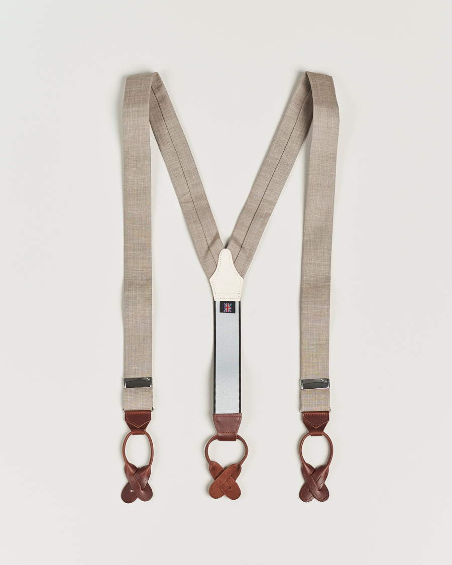 Men | Albert Thurston Linen Braces Beige | Albert Thurston | Linen Braces Beige