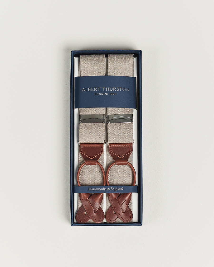 Men | Braces | Albert Thurston | Linen Braces Beige
