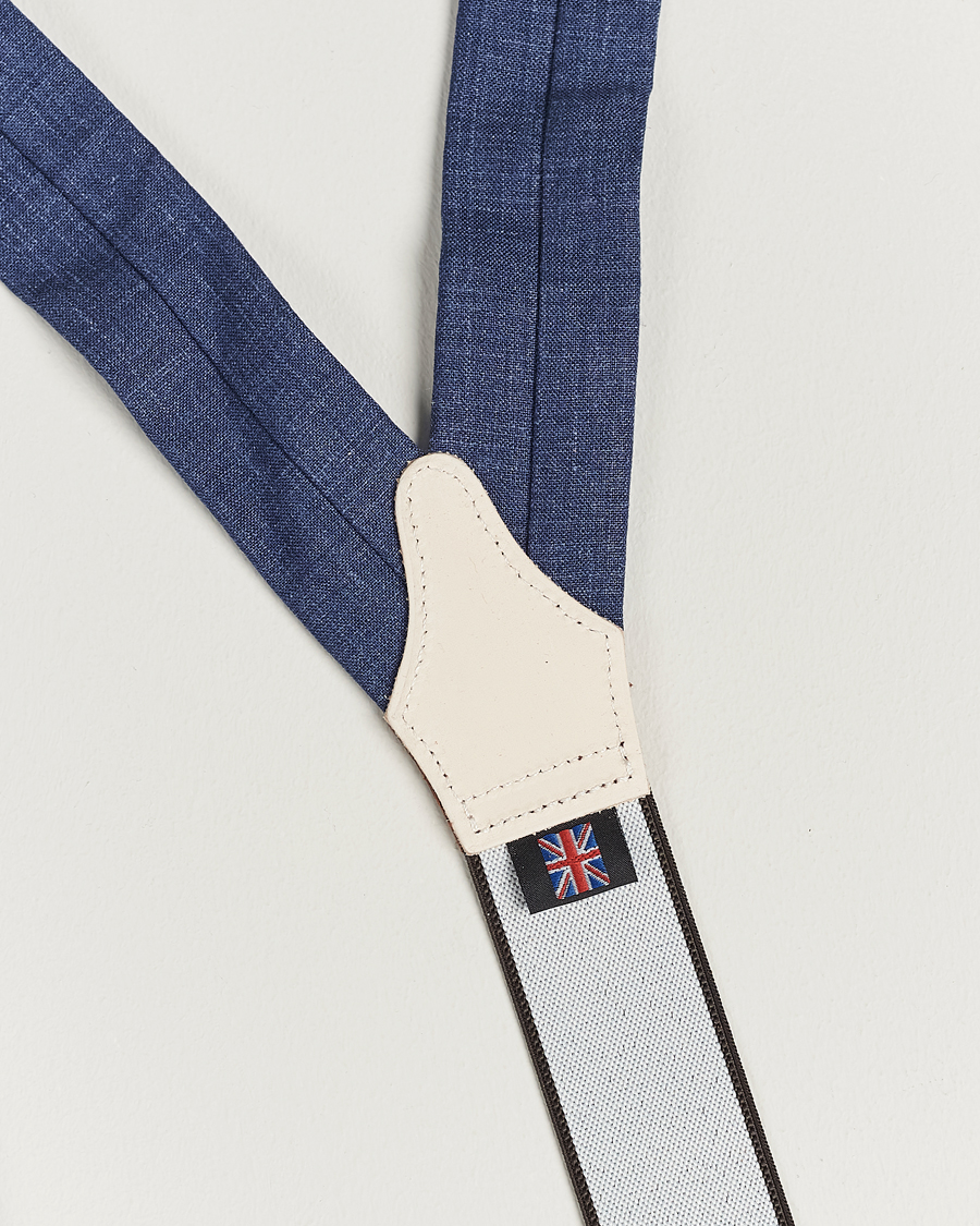 Men | Albert Thurston Linen Braces Blue | Albert Thurston | Linen Braces Blue