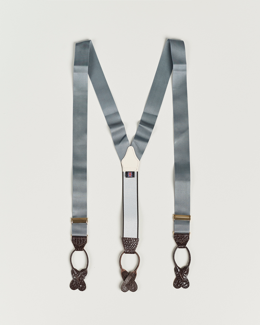 Men | Braces | Albert Thurston | Elastic Ribbed Rigid Braces 35mm Dove Grey