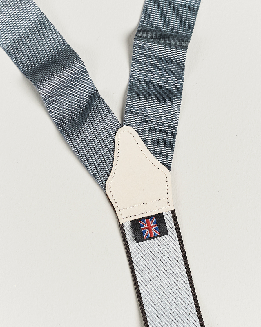 Men | Braces | Albert Thurston | Elastic Ribbed Rigid Braces 35mm Dove Grey