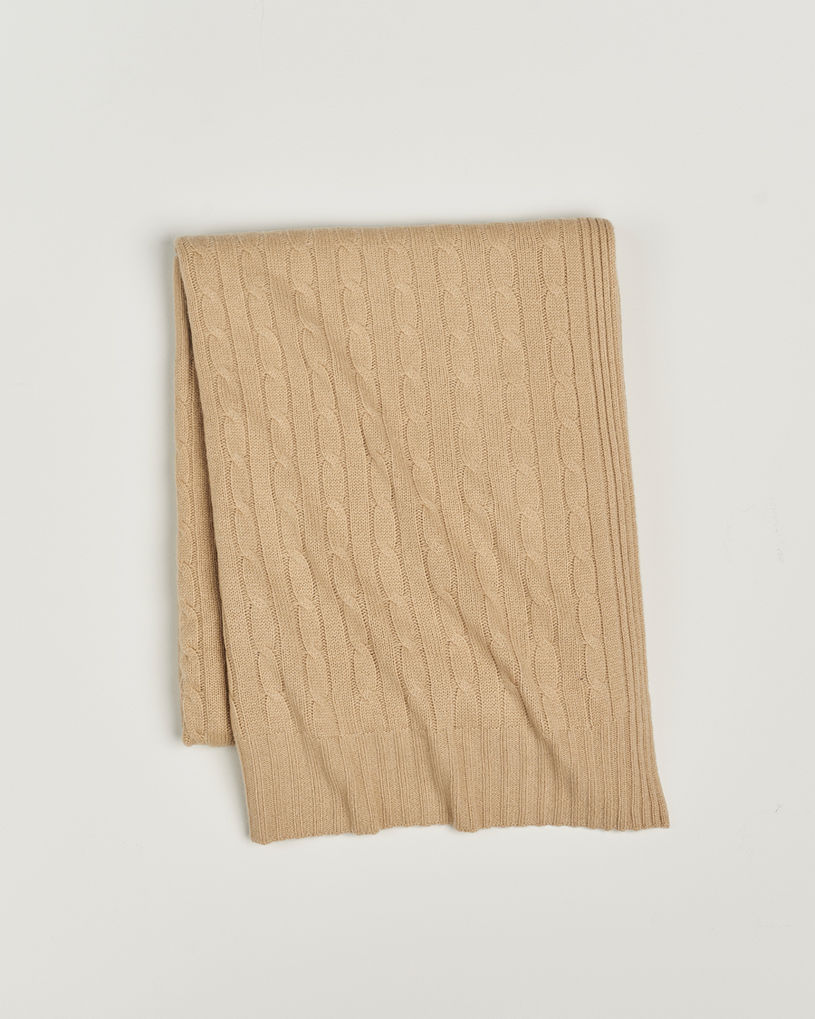 Men | Ralph Lauren Home Cable Knitted Cashmere Throw Chamoiz | Ralph Lauren Home | Cable Knitted Cashmere Throw Chamoiz