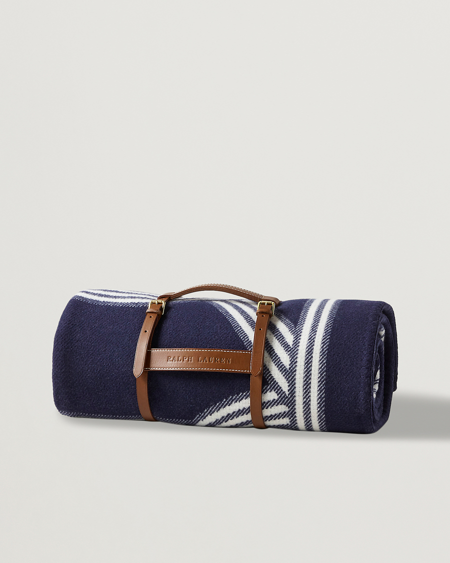 Men | Ralph Lauren Home Berken Wool/Cashmere Signature Logo Blanket Navy | Ralph Lauren Home | Berken Wool/Cashmere Signature Logo Blanket Navy