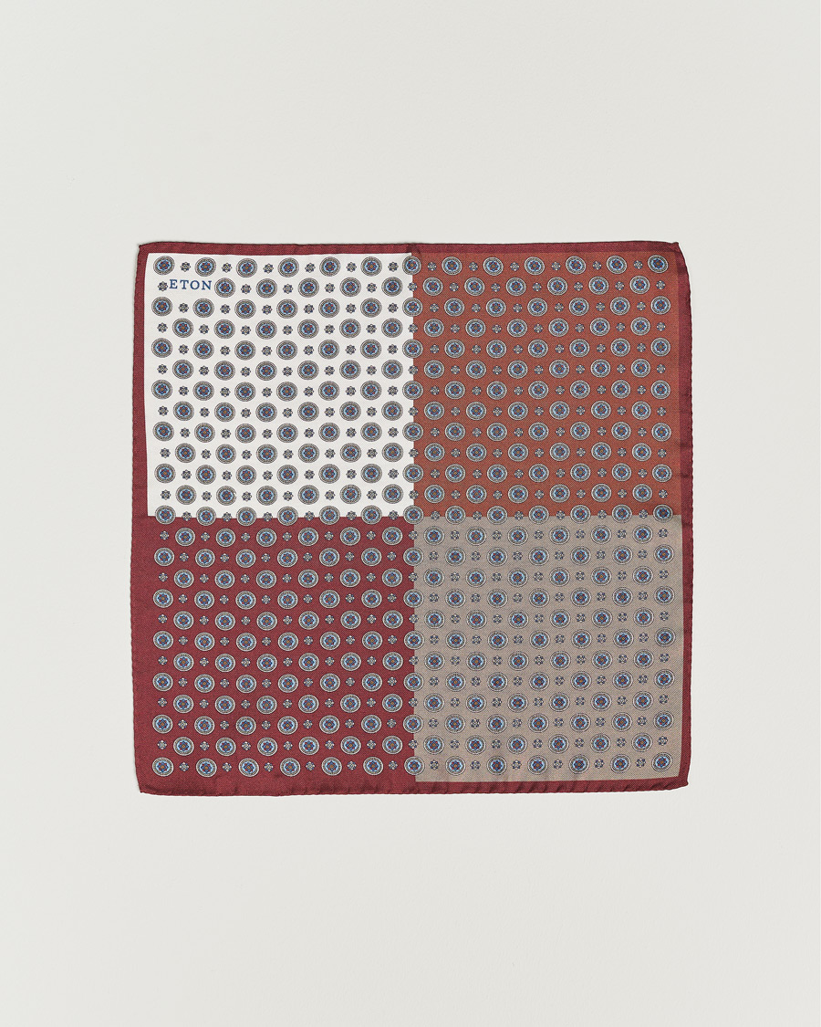 Men | Pocket Squares | Eton | Silk Four Faced Medallion Pocket Square White Multi