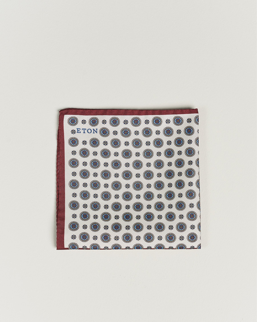 Men | Pocket Squares | Eton | Silk Four Faced Medallion Pocket Square White Multi