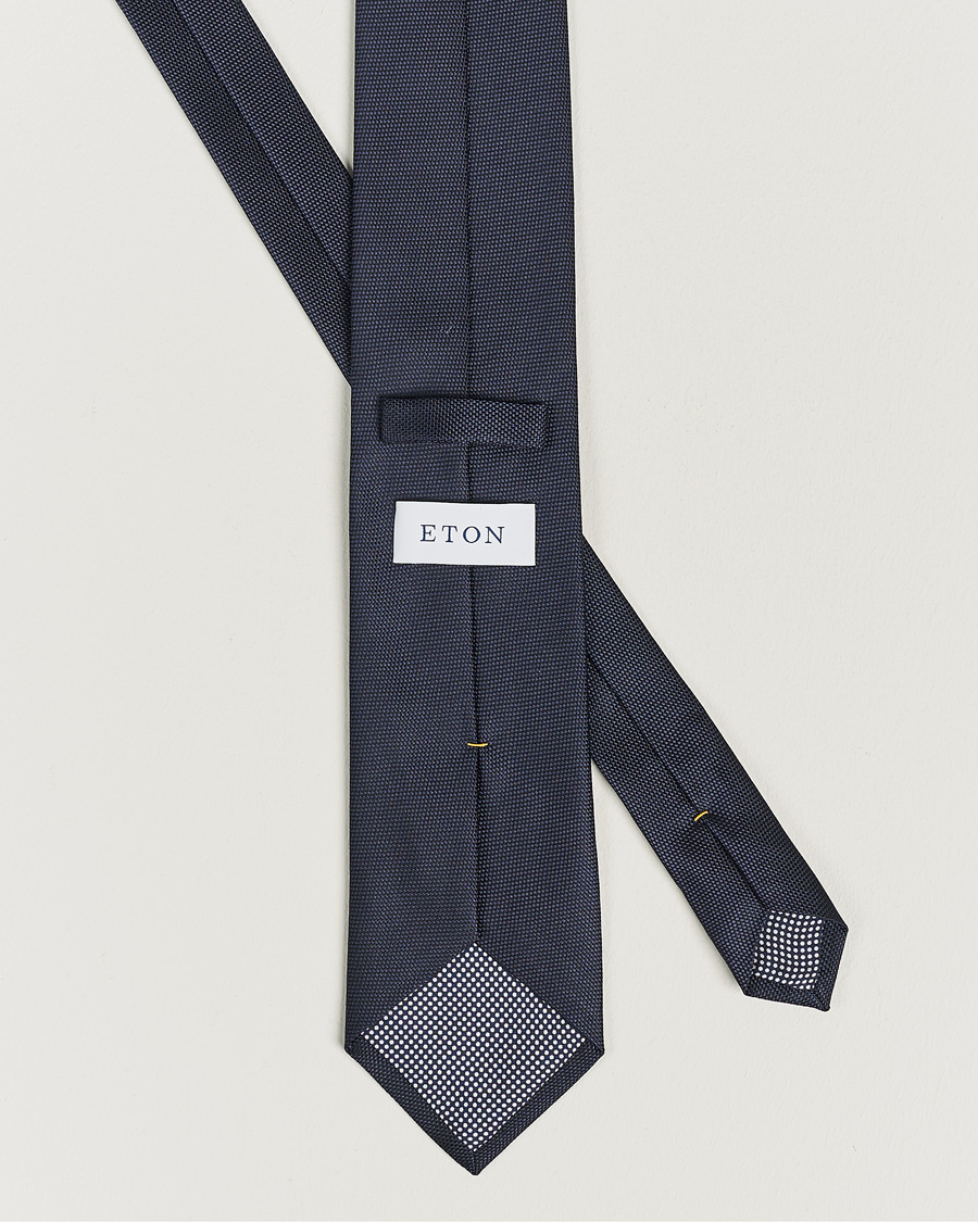 Men | Ties | Eton | Silk Basket Weave Tie Navy