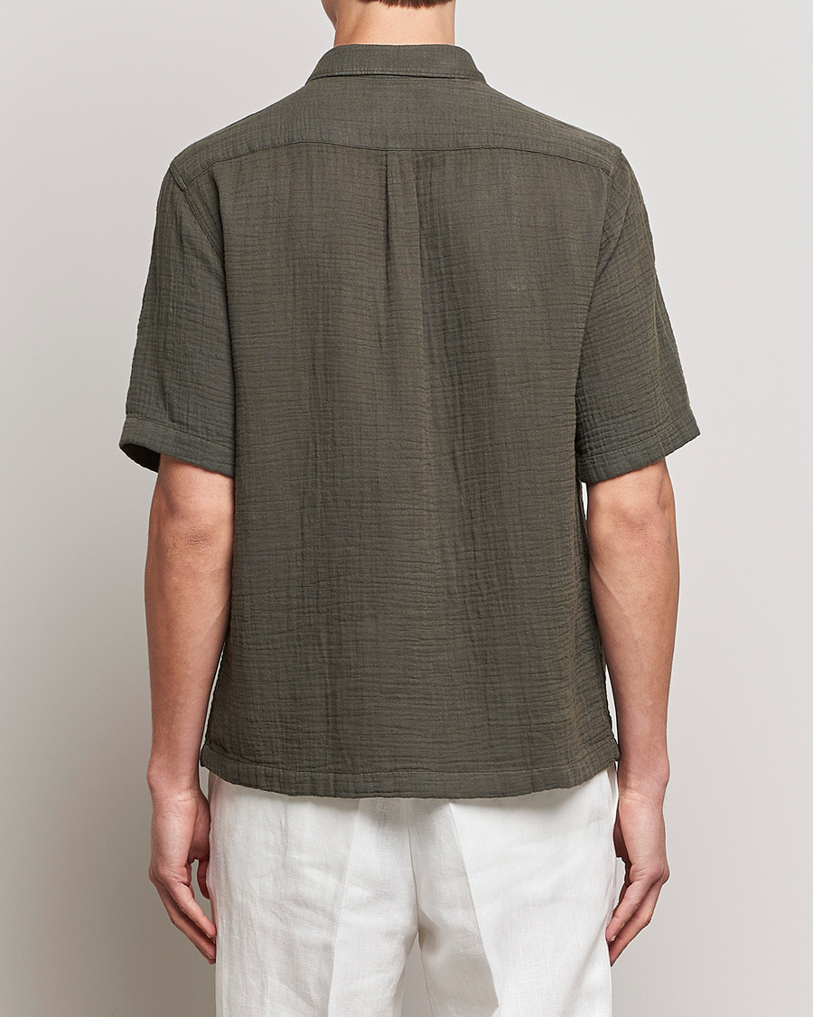 Men | Shirts | Oscar Jacobson | Regular Fit City Crepe Cotton Shirt Green