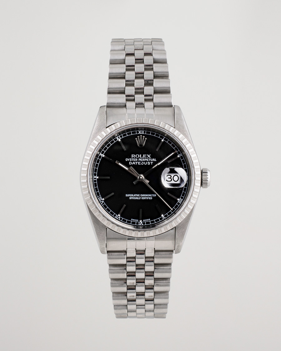 Men | Pre-Owned & Vintage Watches | Rolex Pre-Owned | Datejust 16220 Oyster Perpetual Black Steel Black