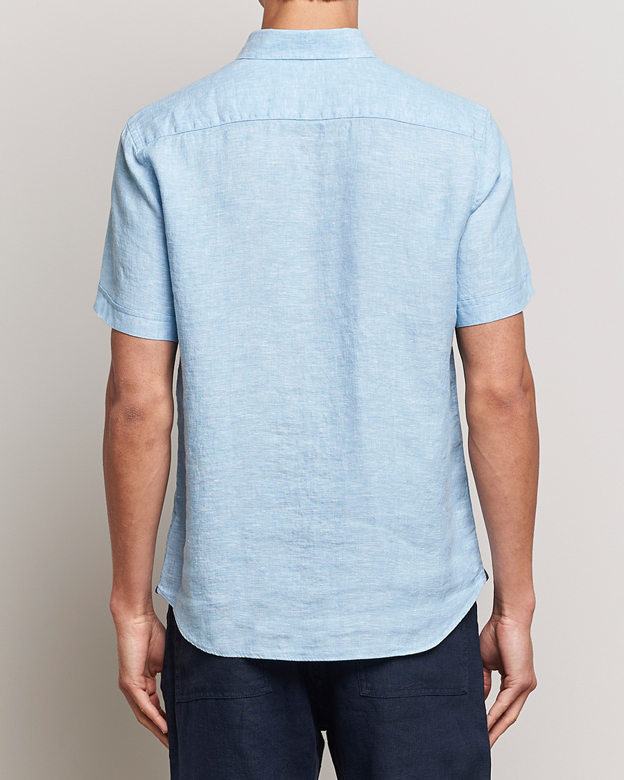 Men | Shirts | Morris | Douglas Short Sleeve Linen Shirt Light Blue