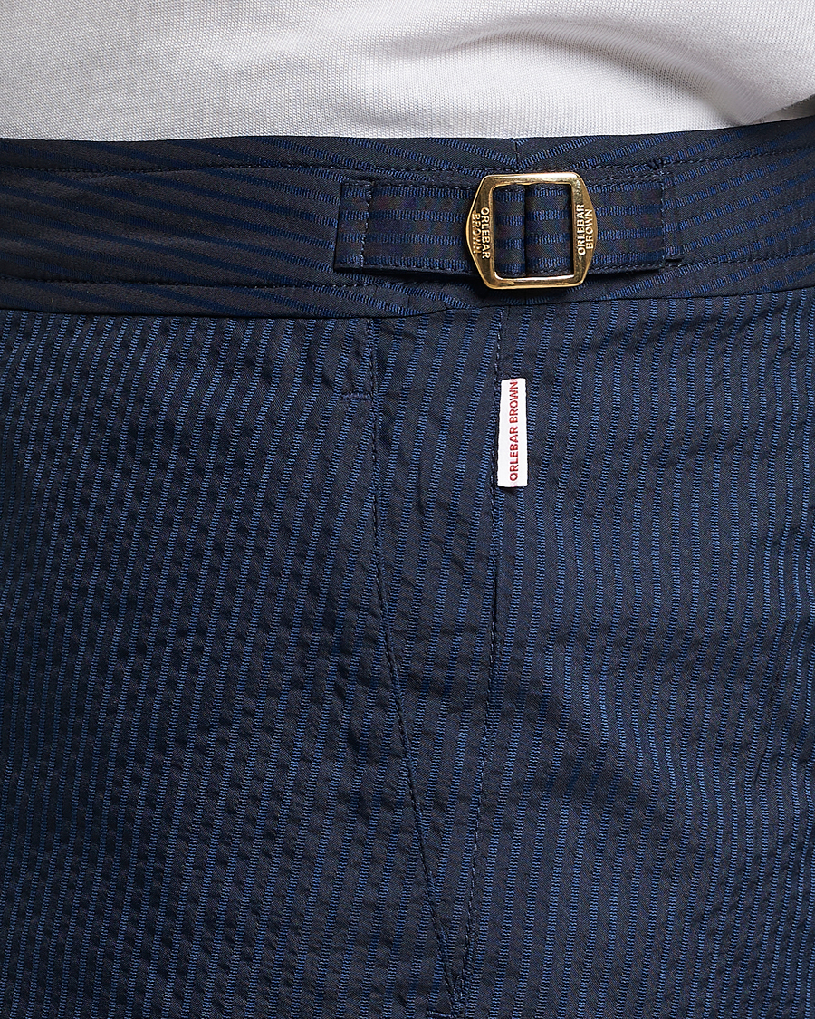 Men | Swimwear | Orlebar Brown | Bulldog Tonal Seersucker Swimshorts Night Iris