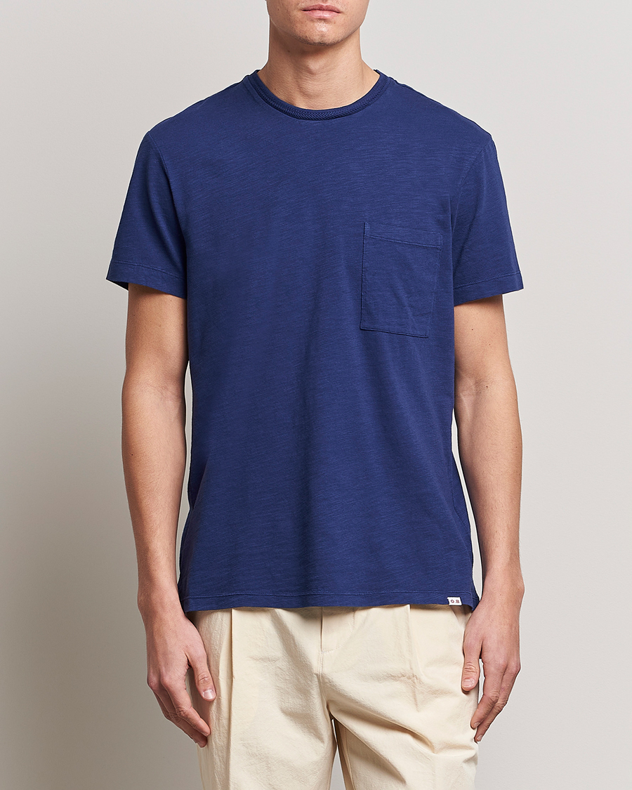 Men | T-Shirts | Orlebar Brown | OB Classic Garment Dyed Cotton T-Shirt Lagoon Blue