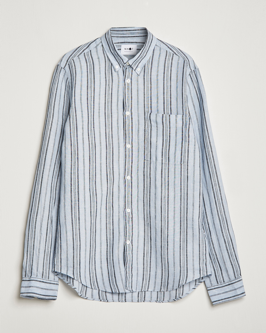 Men | Shirts | NN07 | Arne Strinped Linen Shirt Blue