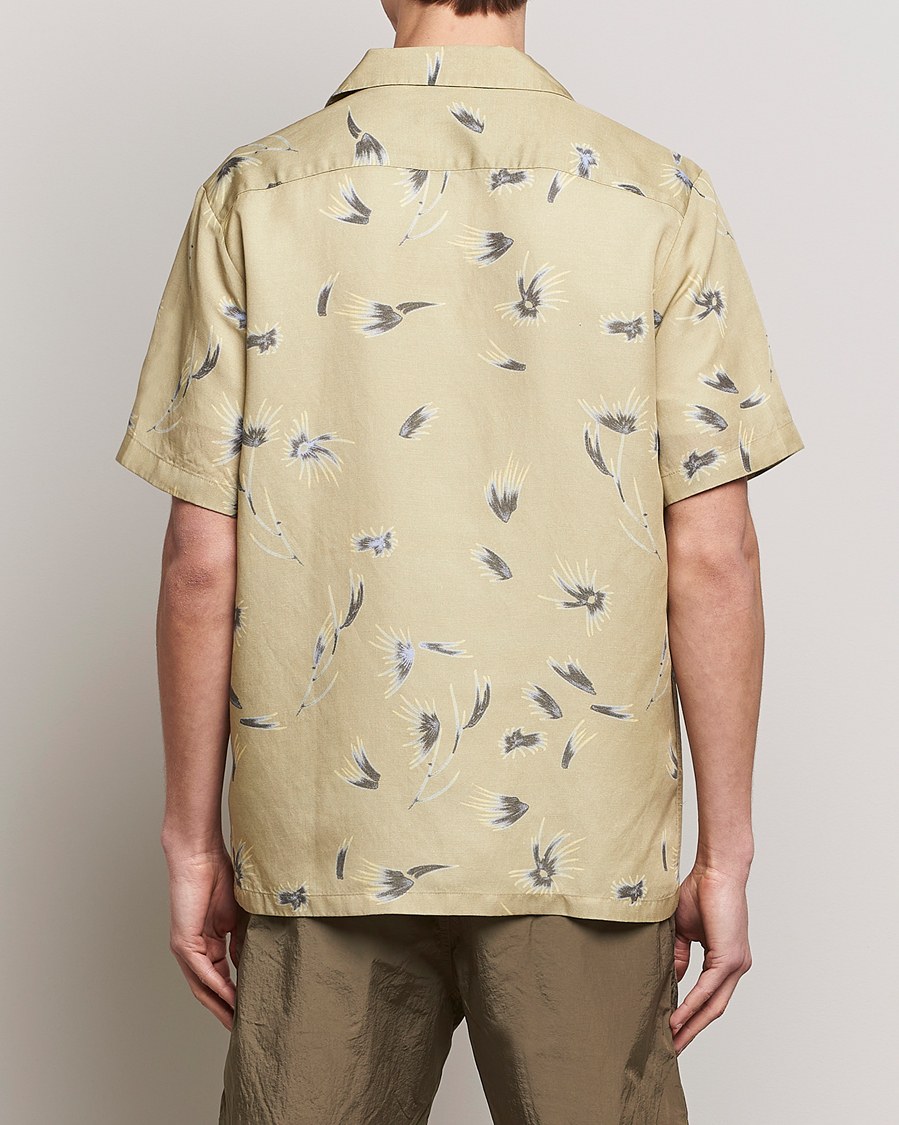Men | Shirts | NN07 | Daniel Short Sleeve Tencel/Linen Printed Shirt Pale Olive