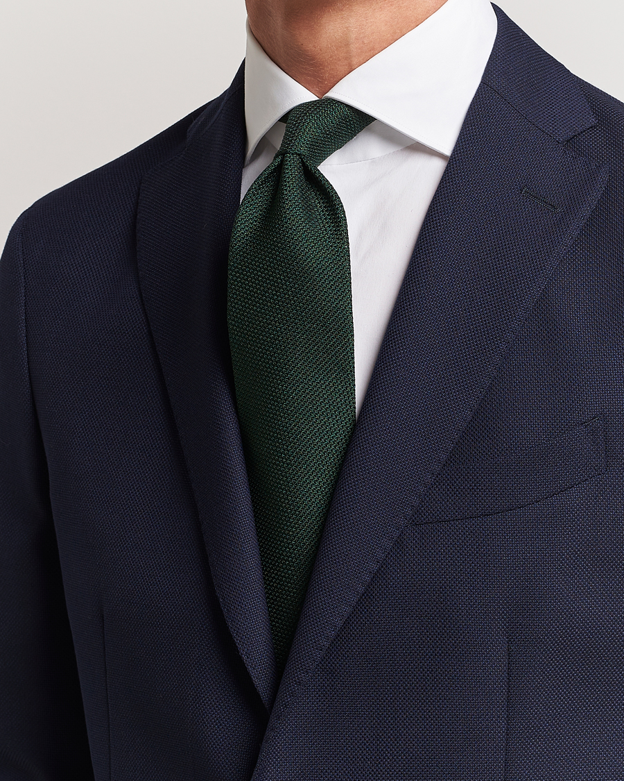 Men | Ties | Finamore Napoli | Grenadine Silk Tie Forest Green