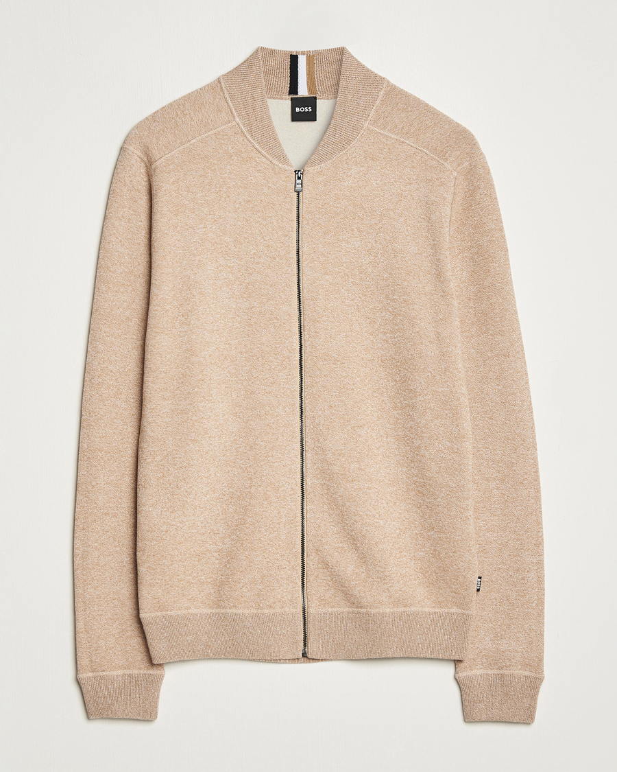 Men | Sweaters & Knitwear | BOSS BLACK | Onorto Full Zip Sweater Medium Beige