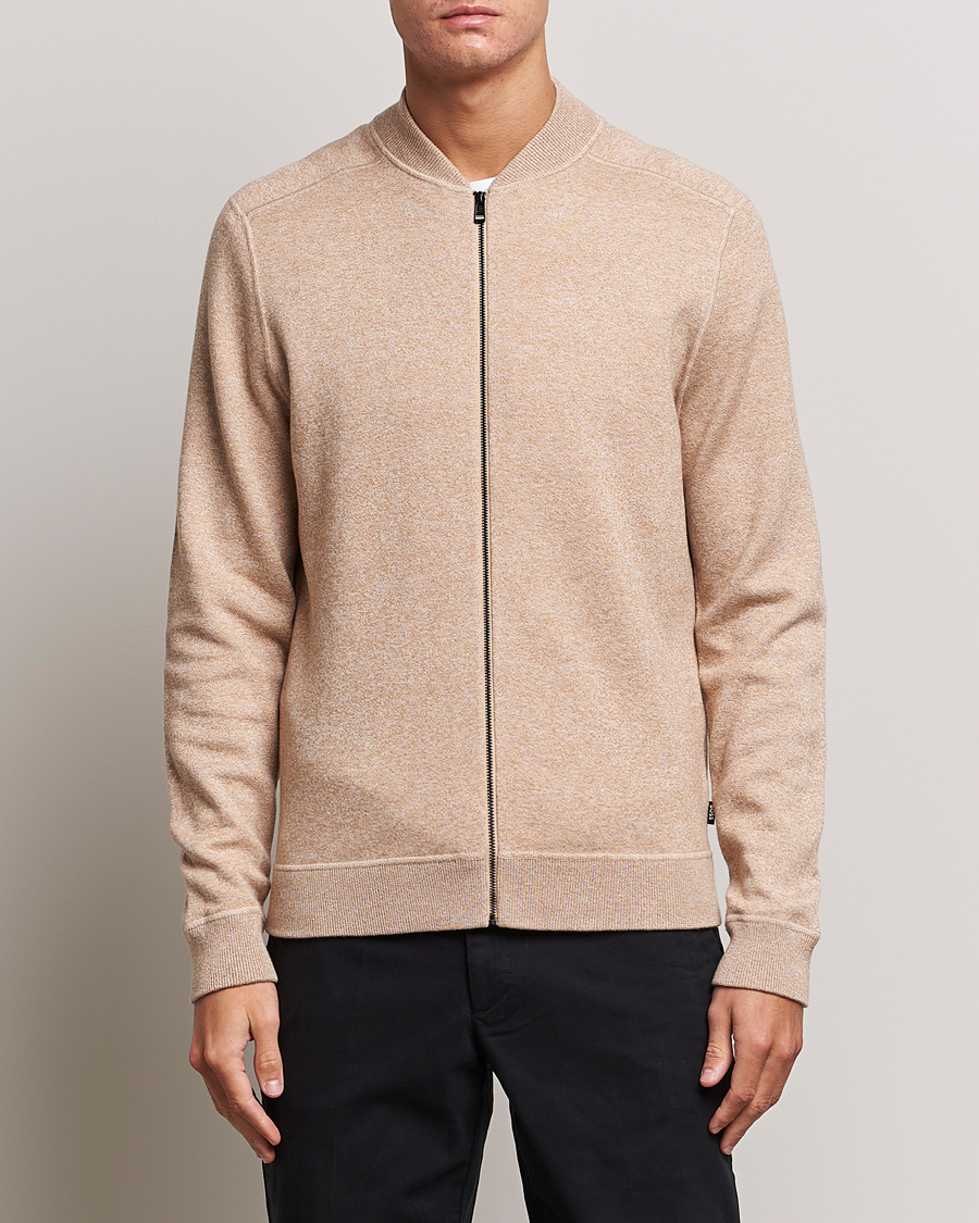 Men | Sweaters & Knitwear | BOSS BLACK | Onorto Full Zip Sweater Medium Beige